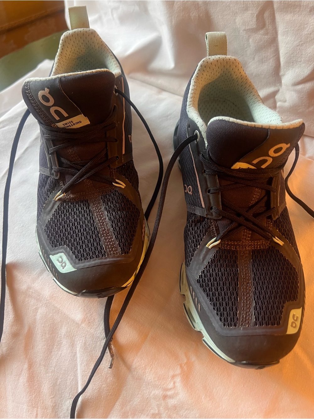 On Running Women’s Athletic Shoes in Black and Mint - Lightweight Trainer